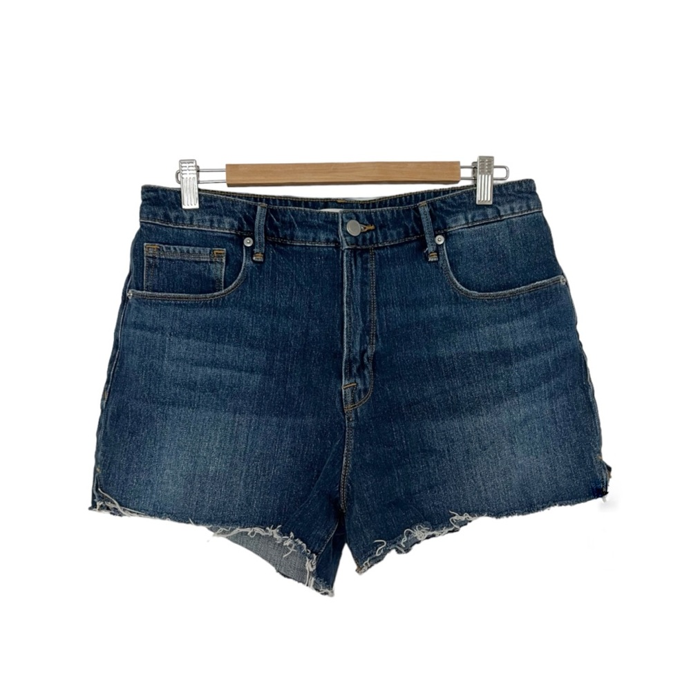 Good American Denim Shorts Indigo Blue Jean Cutoff Size 14 Size 32